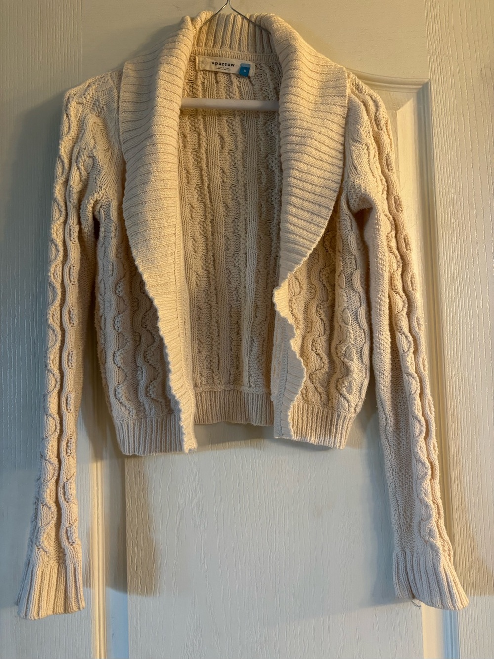 Anthropologie Sparrow Cream Open Front Cream Cardigan Small